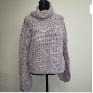 NWT Planet Gold Juniors Cowl neck Lavender Sweater Sz XL